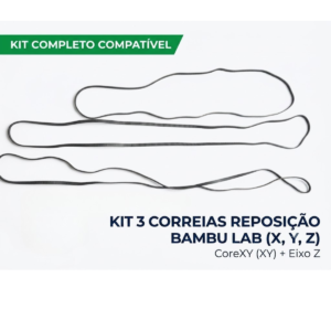 Kit 3 Correias Eixo X Y Z Bambu Lab X1 P1s P1p Fibra Vidro