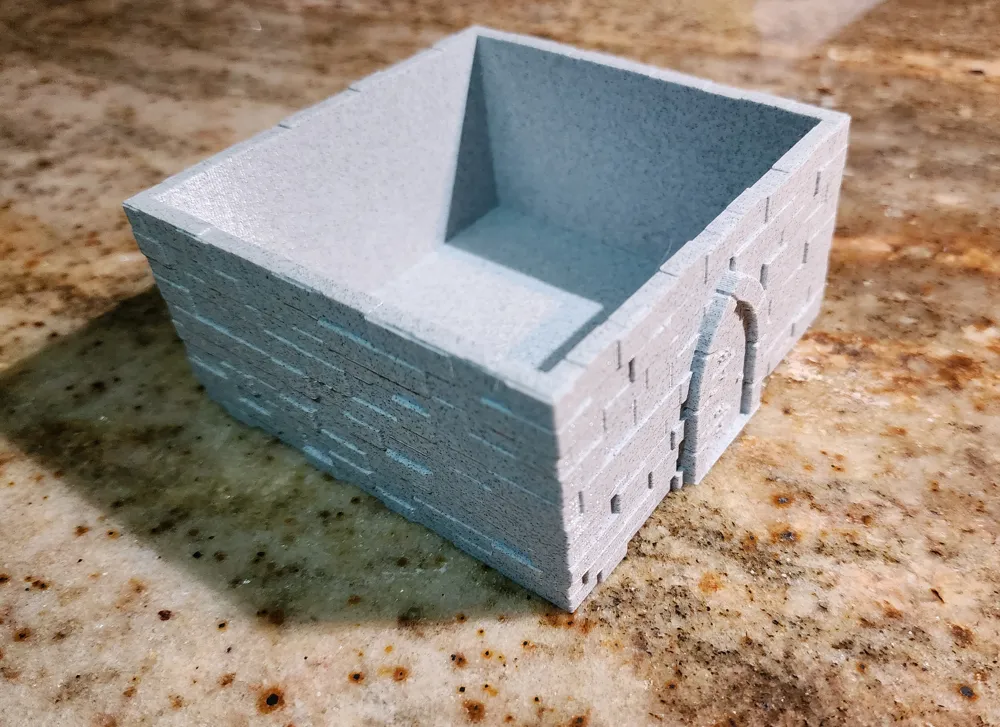 Exemplo de vaso decorativo em formato de castelo impresso em 3D